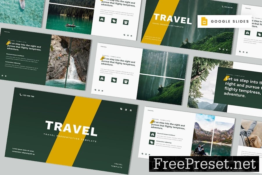 Traveling & Adventure Google Slides Template QQ9EEU2