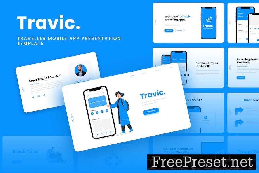 Travic - Agency Mobile App Google Slides Template 46PDSUZ