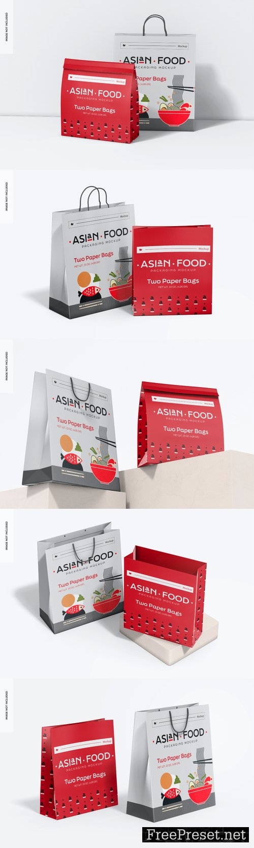 Two delivery paper bags mockup