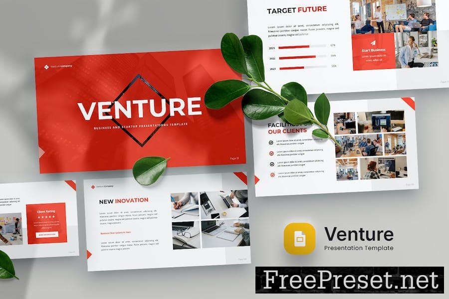 Venture - Business & Startup Google Slide Template 39RKBTD