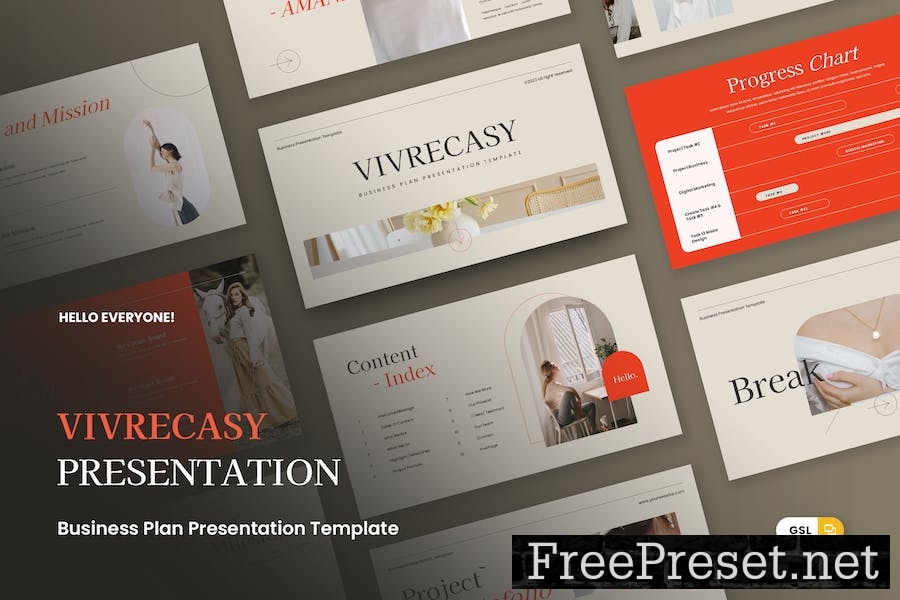 Vivrecasy - Business Plan Google Slide Template K3623RL