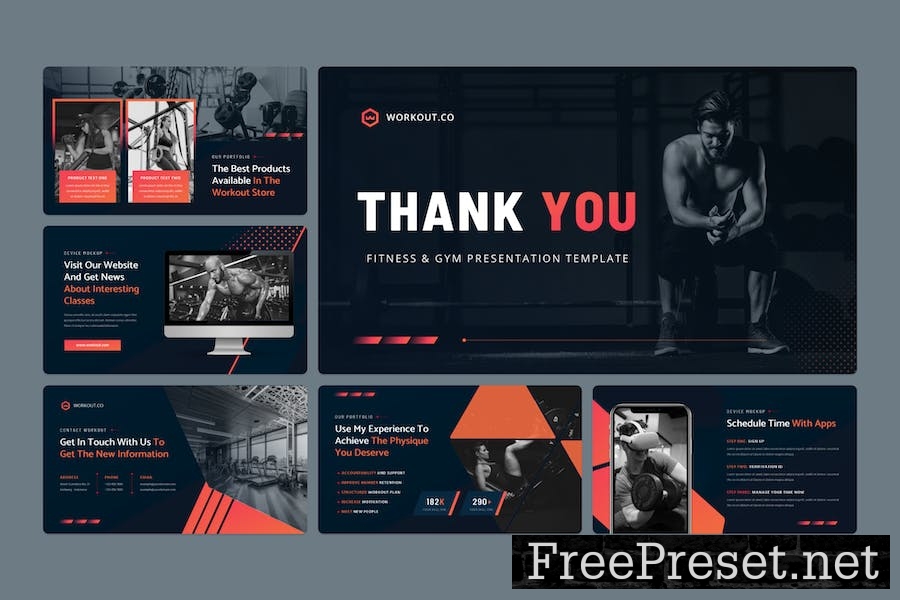 Workout - Fitness & Gym Google Slide Template T4BCJZK