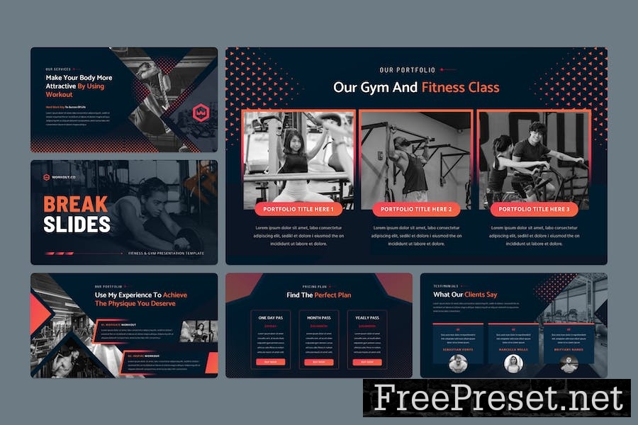 Workout - Fitness & Gym Google Slide Template T4BCJZK