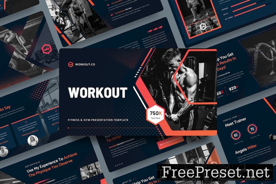 Workout - Fitness & Gym Google Slide Template T4BCJZK