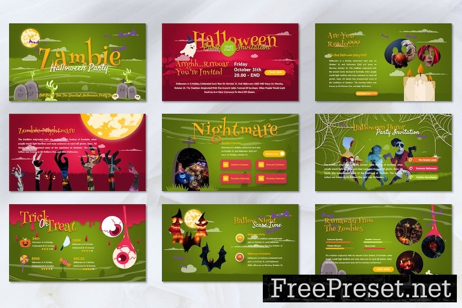 Zambie - Halloween Party Googleslide Template UUE6GLY