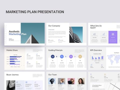 Aesthetic Marketing Plan Google Slides Template HFA49H4