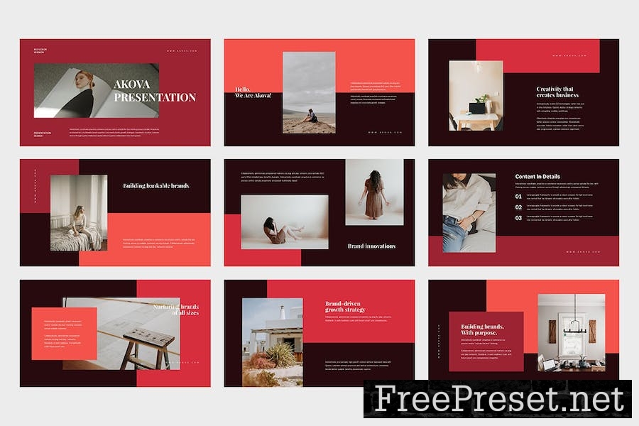 Akova : Creative Red Keynote Template C3UYFVJ