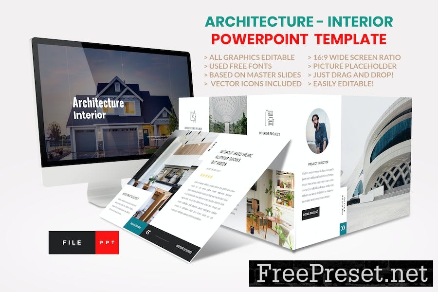 Architecture - Interior PowerPoint Template ADAAAU8