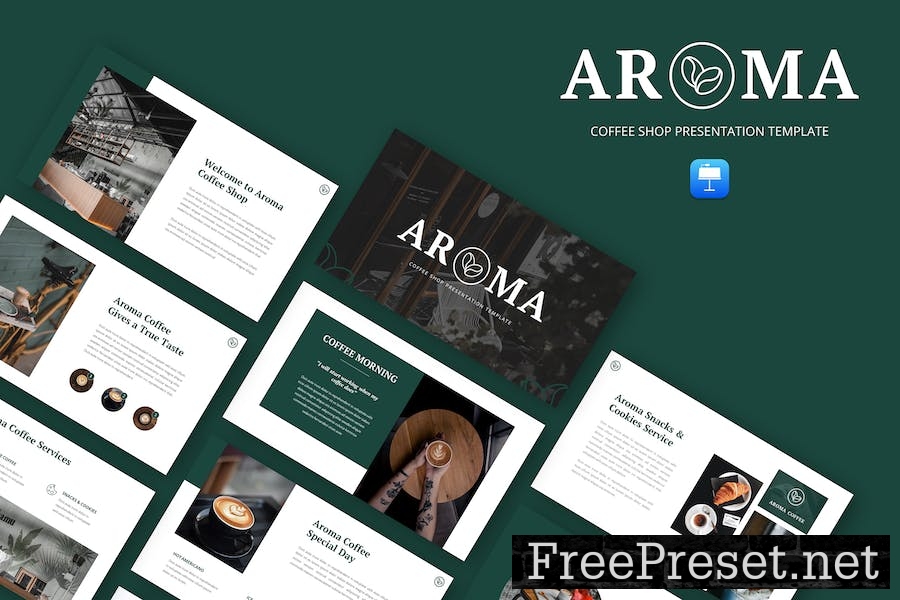 Aroma - Coffee Shop & Cafe Keynote Template UYBHY4W