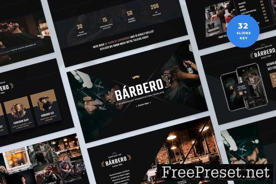 Barber Shop Keynote Presentation Template RS8KXJC