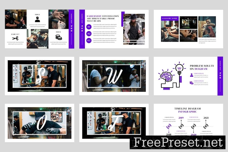 Barbershop & Hairdresser Keynote Template B5HU6F8