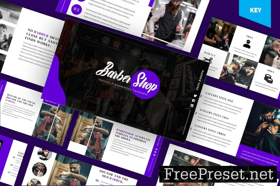 Barbershop & Hairdresser Keynote Template B5HU6F8