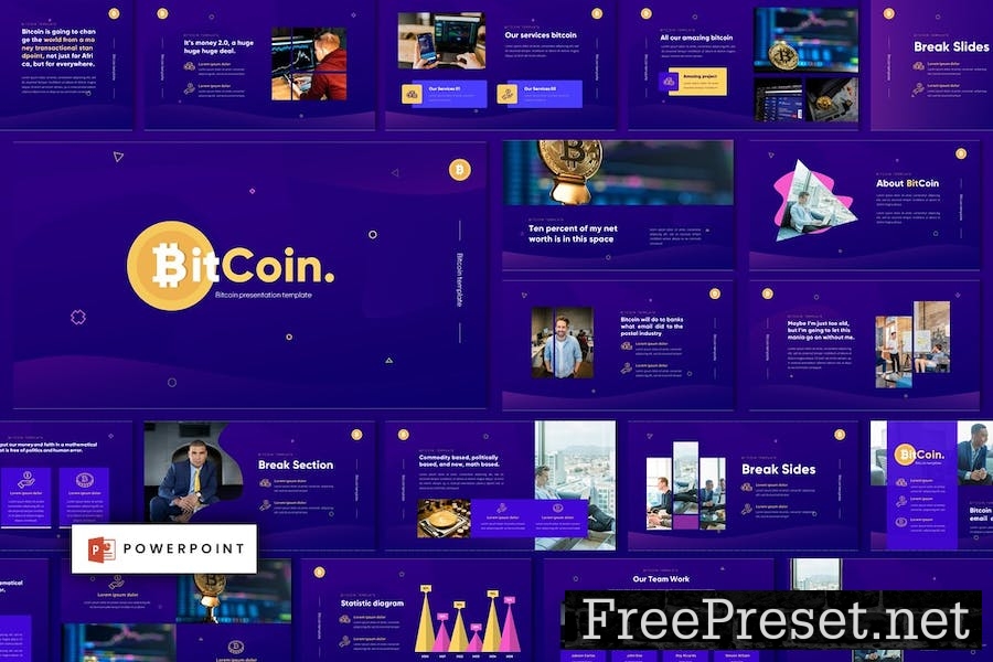 Bitcoin - Cryptocurrency Powerpoint Template HQUXKZ8