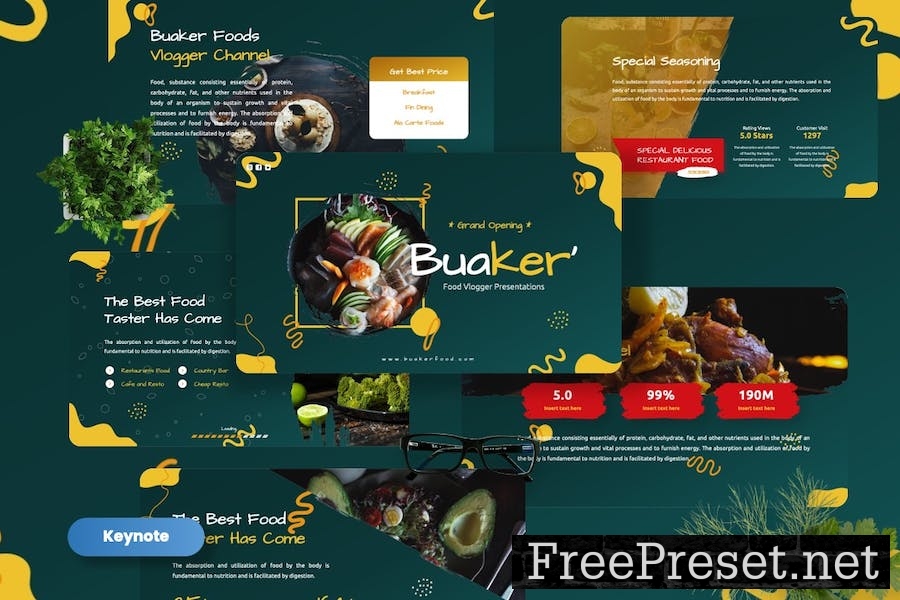 Buaker - Food Vlogger Keynote Templates DC386WE