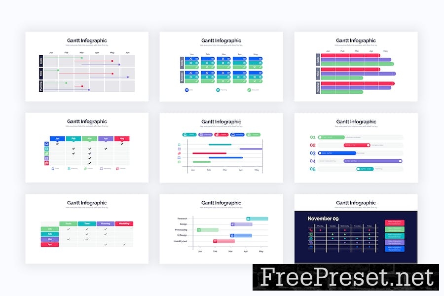 Business Gantt Keynote Infographics KDFZTRX