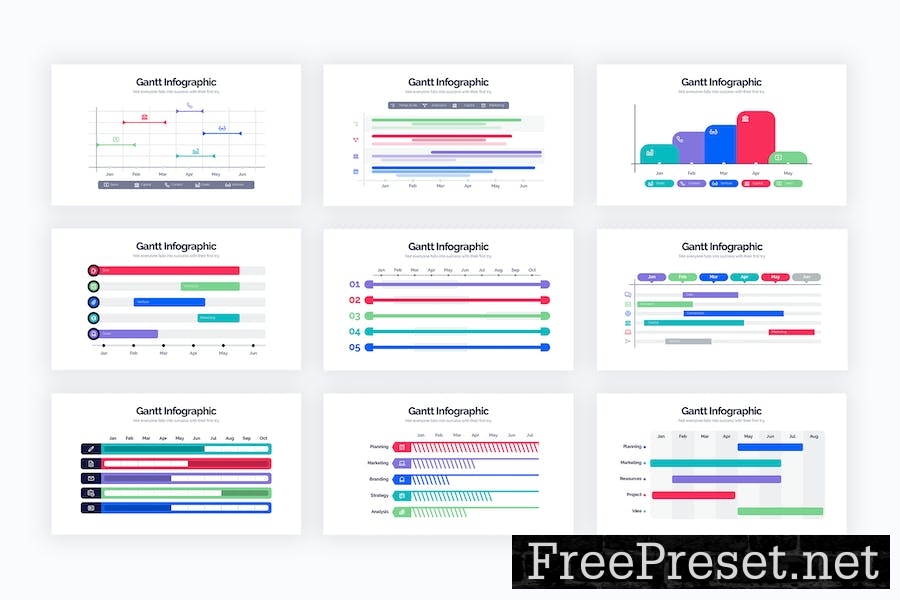 Business Gantt Keynote Infographics KDFZTRX