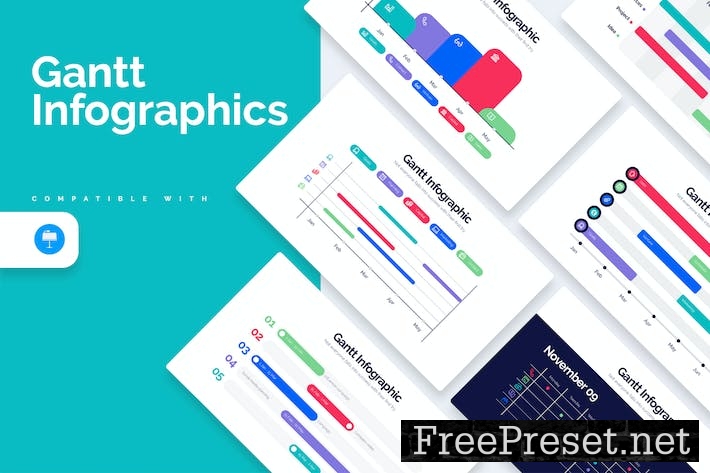 Business Gantt Keynote Infographics KDFZTRX