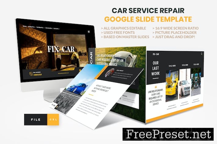 Car Repair Service Google Slide Template 6273RKD