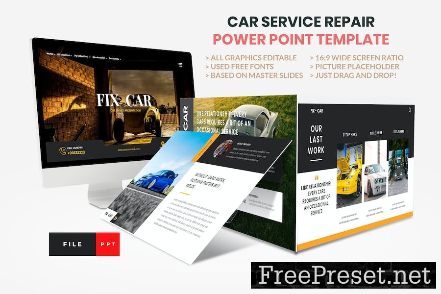 Car Repair Service Power Point Template VC2VJQE