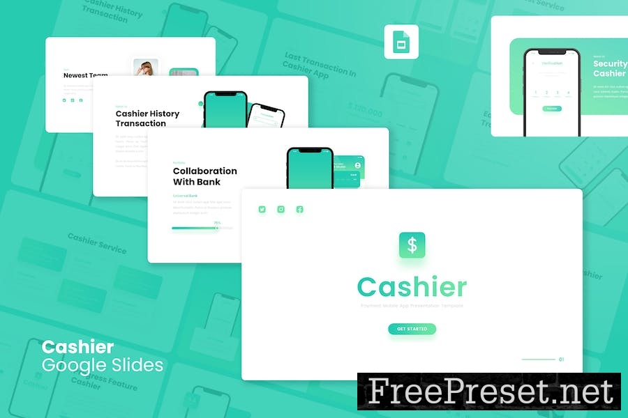 Cashier - Payment Mobile Apps Google Slides JM2KW27