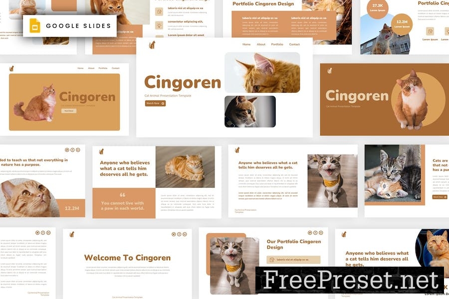 Cingoren - Cat Animal Google Slides Template 5U8U84Y