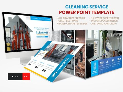 Cleaning Service Power Point Template X3X5EH9