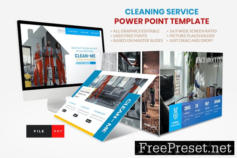 Cleaning Service Power Point Template X3X5EH9