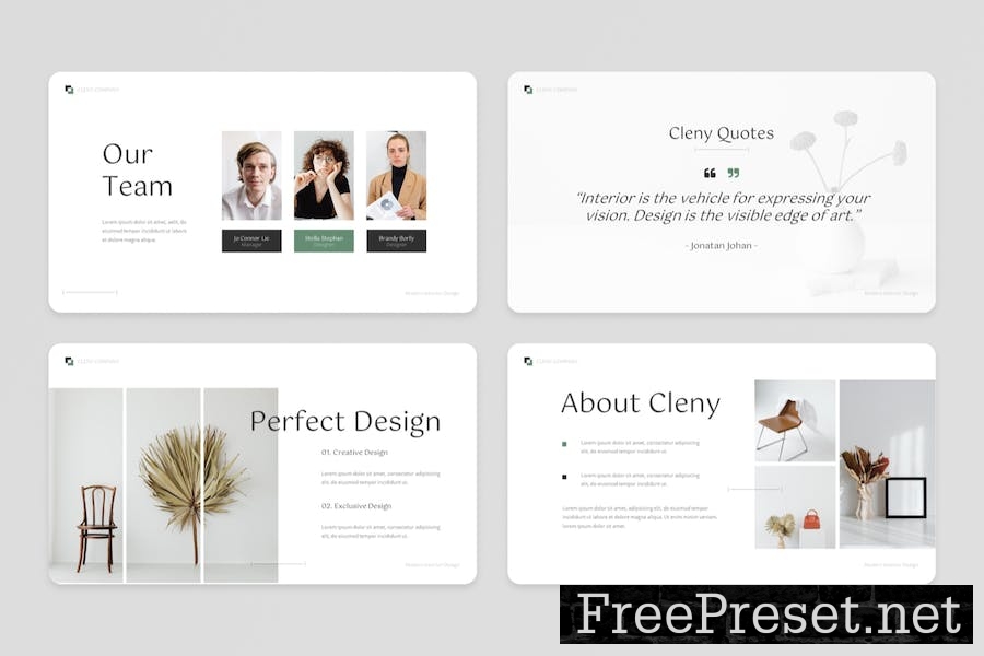 Cleny – Clean Modern Interior GoogleSlide Template RLJM47J