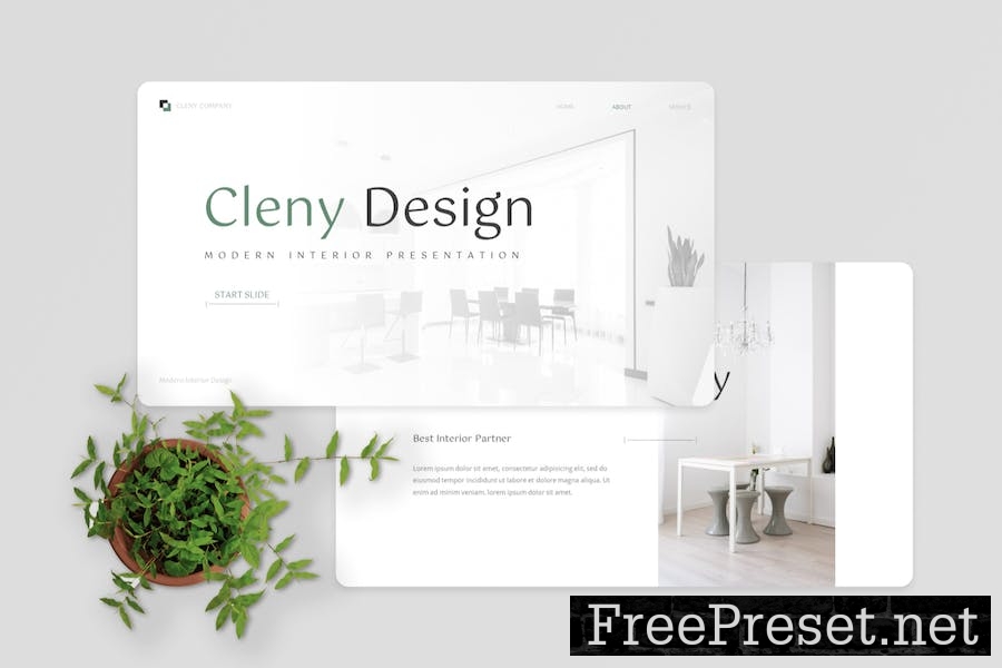 Cleny – Clean Modern Interior GoogleSlide Template RLJM47J