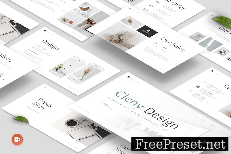 Cleny – Clean Modern Interior Powerpoint Template PBUVXHF