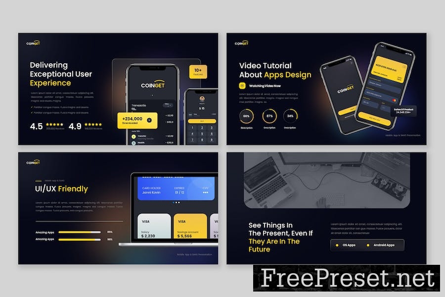 Coinget - Mobile Apps & Saas Keynote Template J9K2GCY