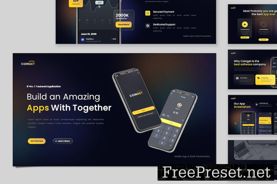 Coinget - Mobile Apps & Saas Keynote Template J9K2GCY