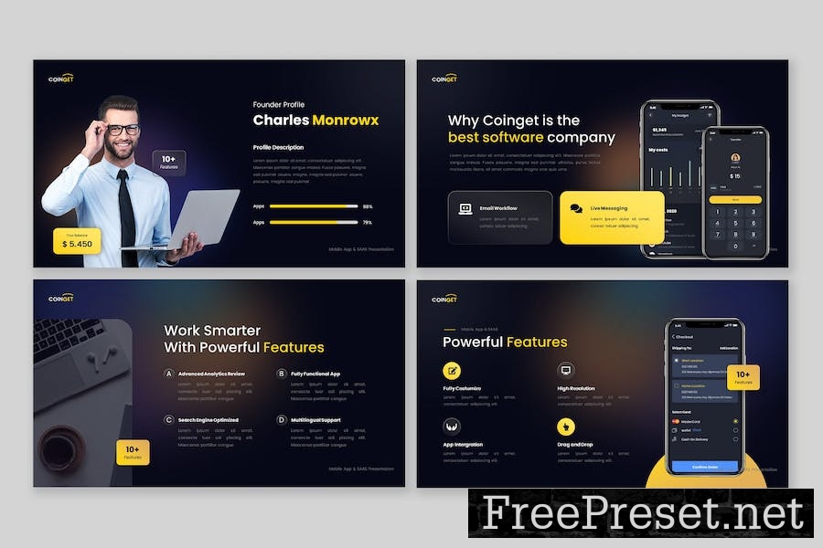 Coinget - Mobile Apps & Saas Keynote Template J9K2GCY