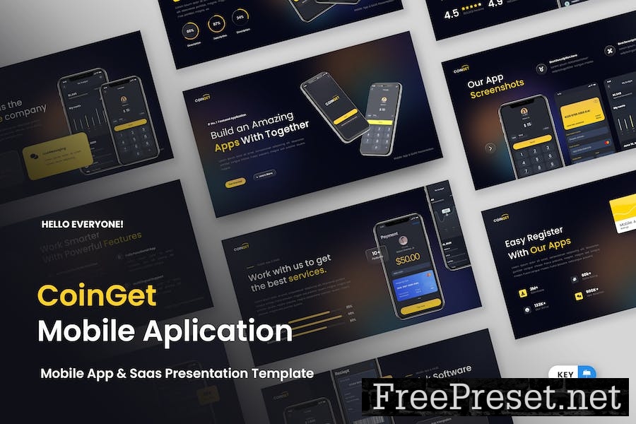 Coinget - Mobile Apps & Saas Keynote Template J9K2GCY