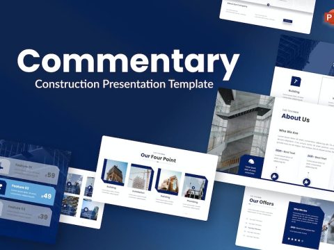 Commentary Blue Dynamic Construction PowerPoint BGUL4G4