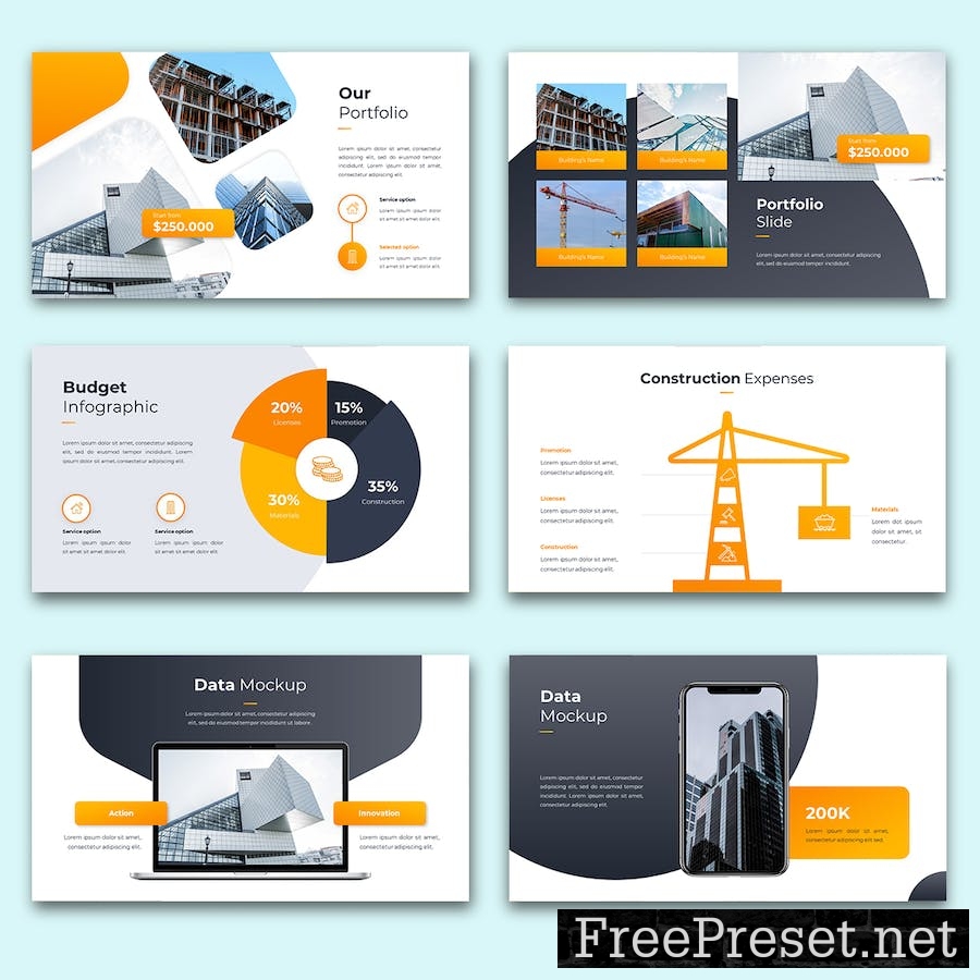 Corr - Constructions PowerPoint Template VGLRJPP