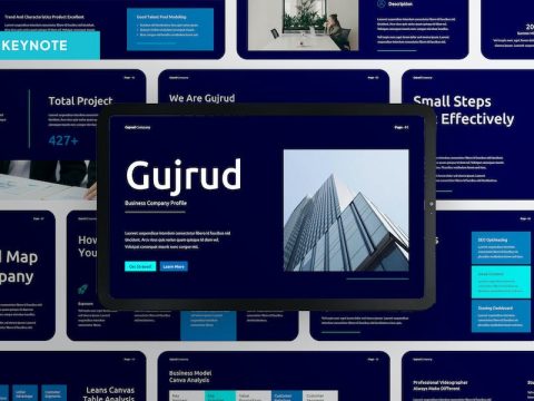 Creative Dark Blue Business Company Profile KEY DAVMQPR