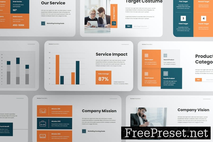 Creative Orange Dark Teal Company Profile PPT GUASTMD