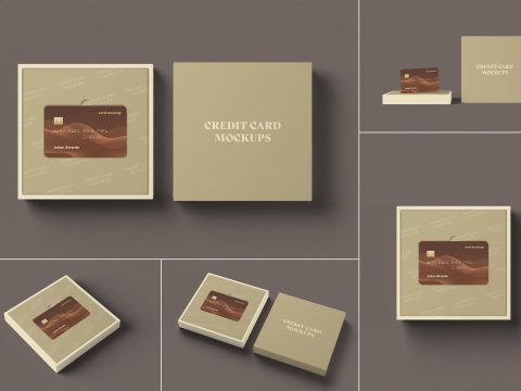 Credit Card with Box Mockups 10283654