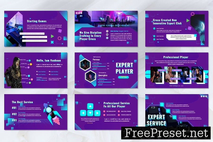 Croxa - Gaming Esports Powerpoint Template FLGPY2K