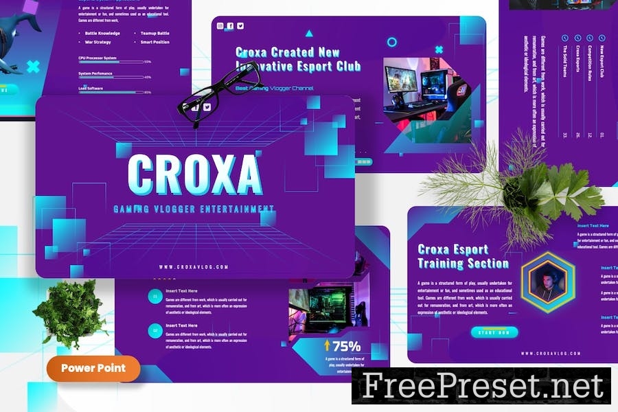 Croxa - Gaming Esports Powerpoint Template FLGPY2K