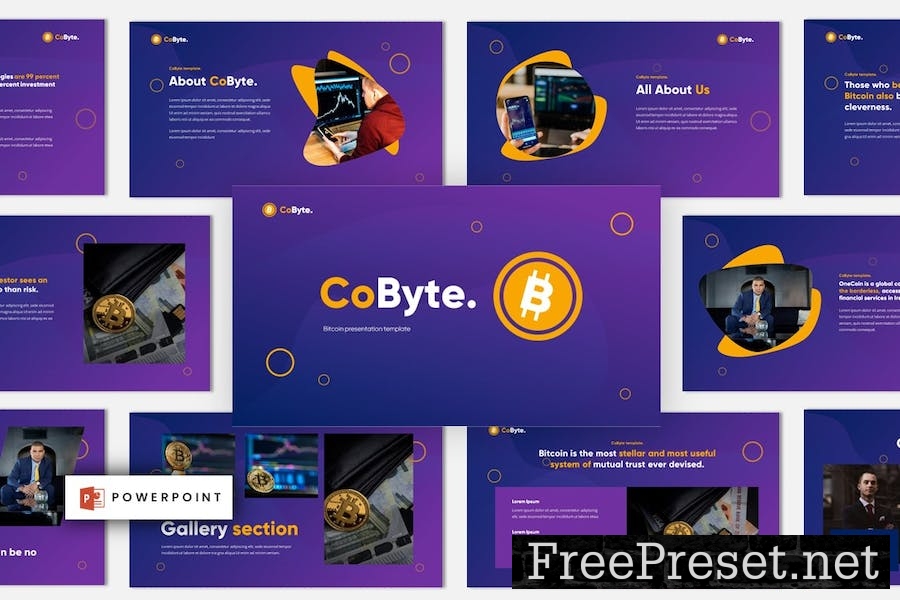 Cryptocurrency Blokchain Powerpoint Template UXAMRAM