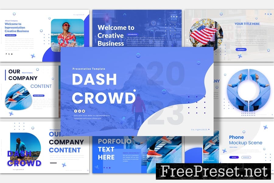 Dash Crowd Powerpoint Presentation Template E86W56Y