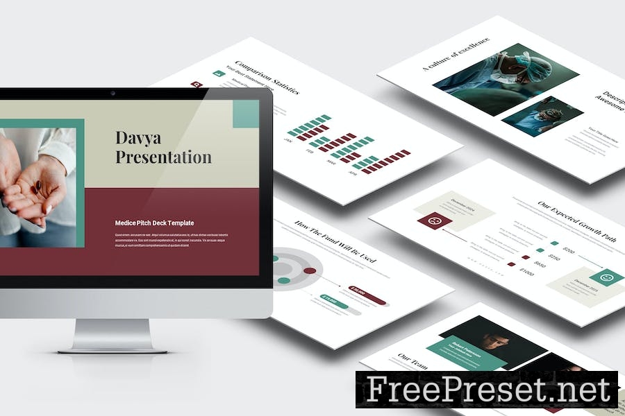 Davya : Medice Pitch Deck Powerpoint Template QSGT4U3