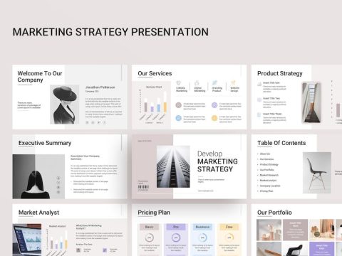 Develop Marketing Strategy Google Slides Template 89TLMRS
