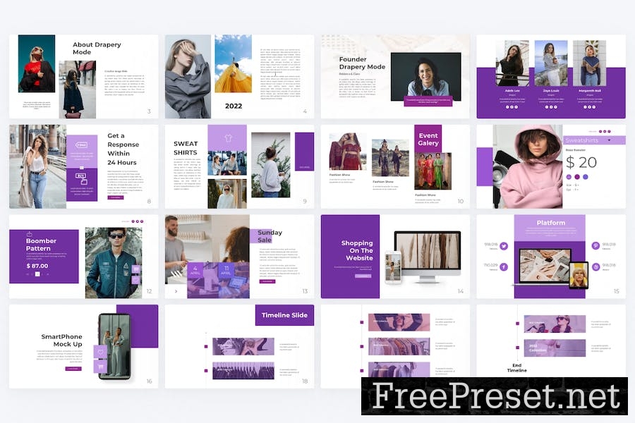 Drapery Purple Minimalist Fashion PowerPoint FFNNLX2