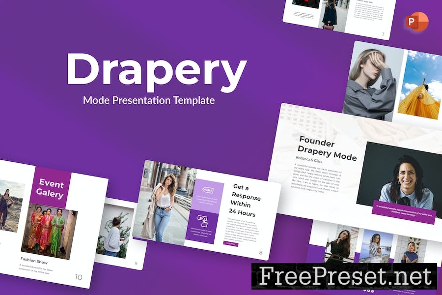 Drapery Purple Minimalist Fashion PowerPoint FFNNLX2