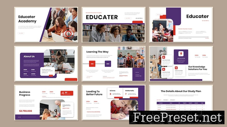 Educater Business Presentation PowerPoint Template 6QA5T6V