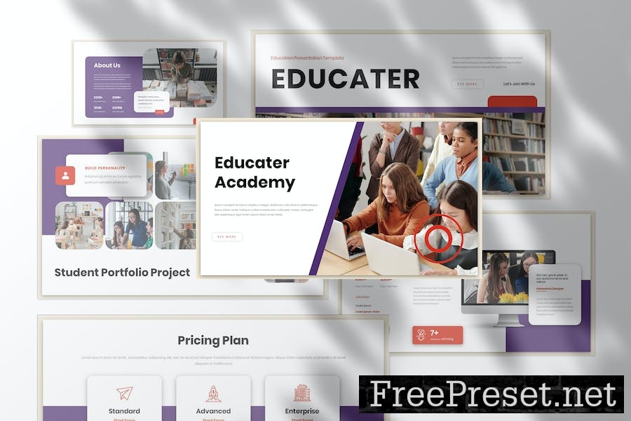 Educater Business Presentation PowerPoint Template 6QA5T6V