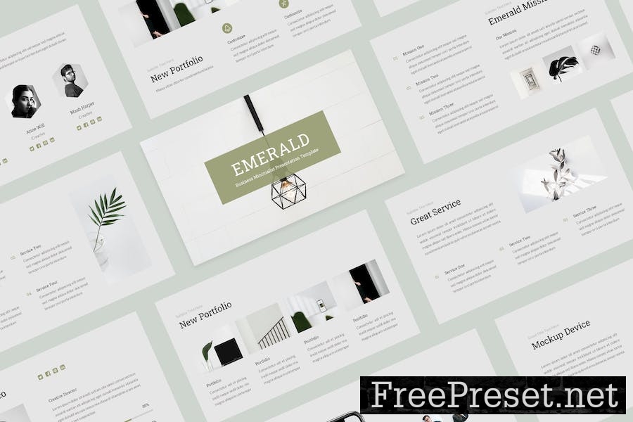 Emerald - Business Minimalist PowerPoint Template UL746J8